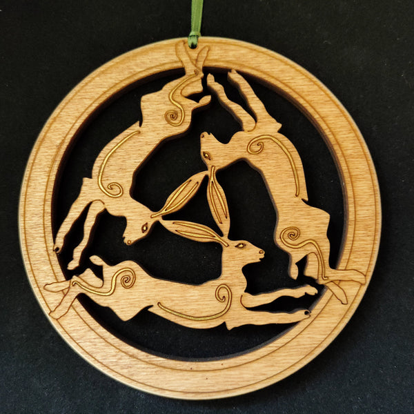 Wooden Hanging of Three Hares Triquetra